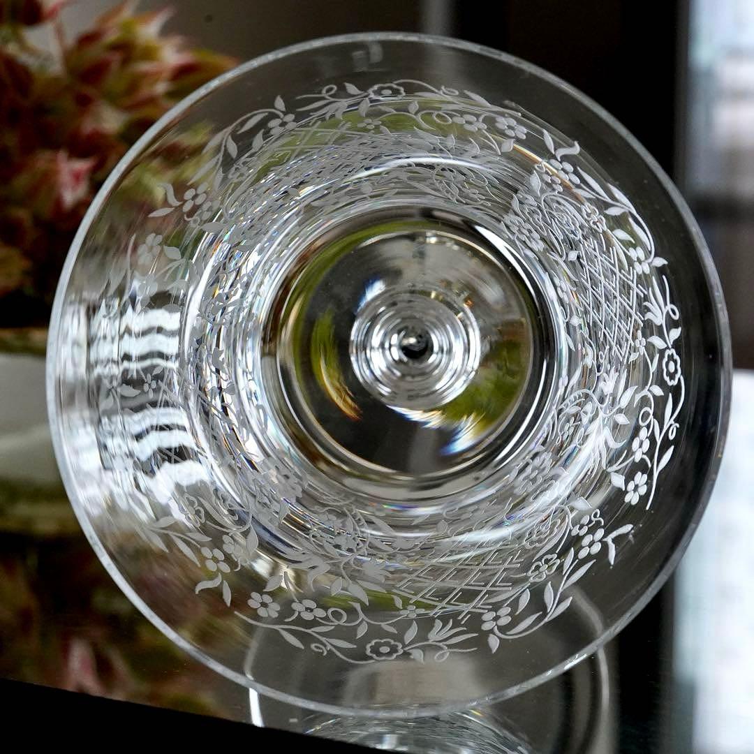 極希少★美品★オールドバカラ★フラワー エッチング★ワイングラス★1脚 B★レア