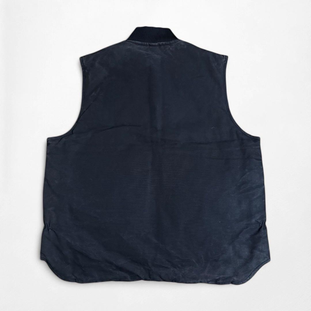 90s 00s Carhartt ダック地 キルティング ベスト 腰ゴム 黒