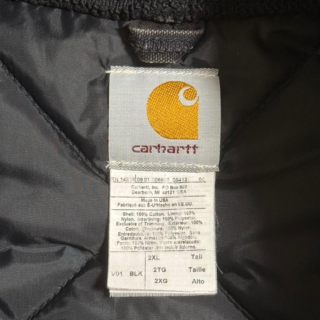 90s 00s Carhartt ダック地 キルティング ベスト 腰ゴム 黒