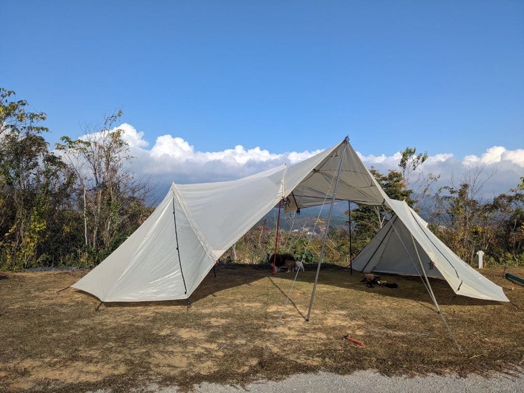 【二又ポール&跳ね上げポール付き】ランドステーションL アイボリー 二又付き