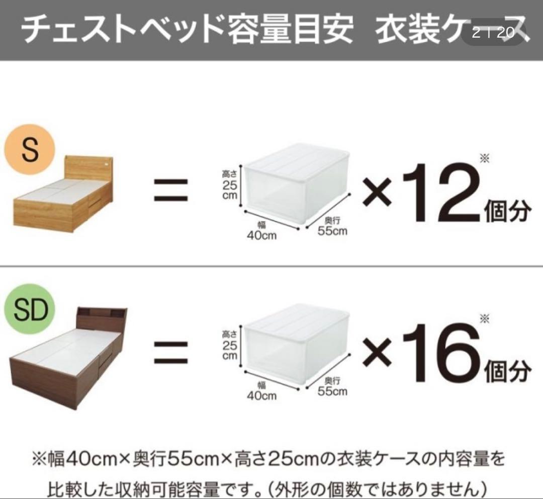 ミルク　ニトリ　セミダブルベッドフレーム（ジオ チェスト40J WW