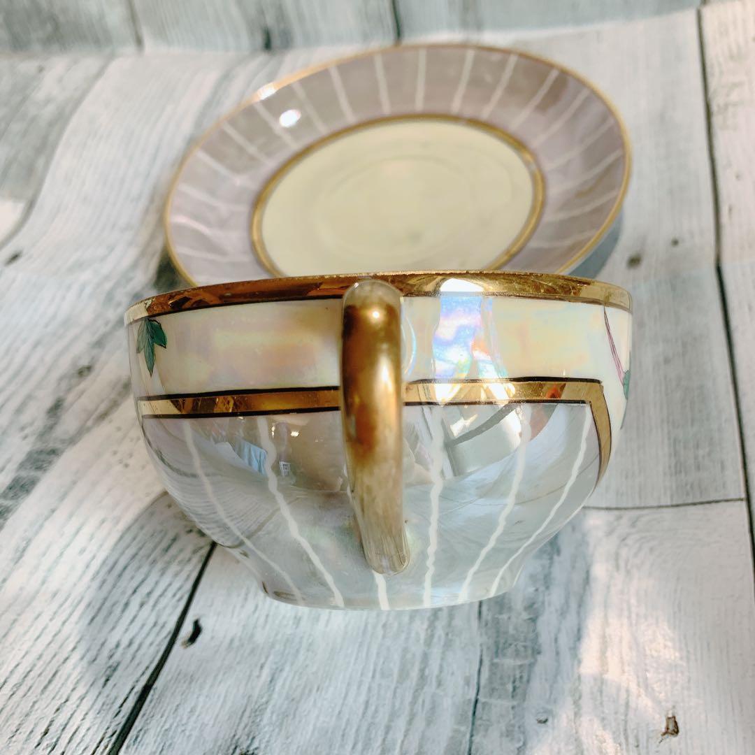 オールドノリタケ 花柄 金彩 ラスター ハンドペイントアンティーク 美品