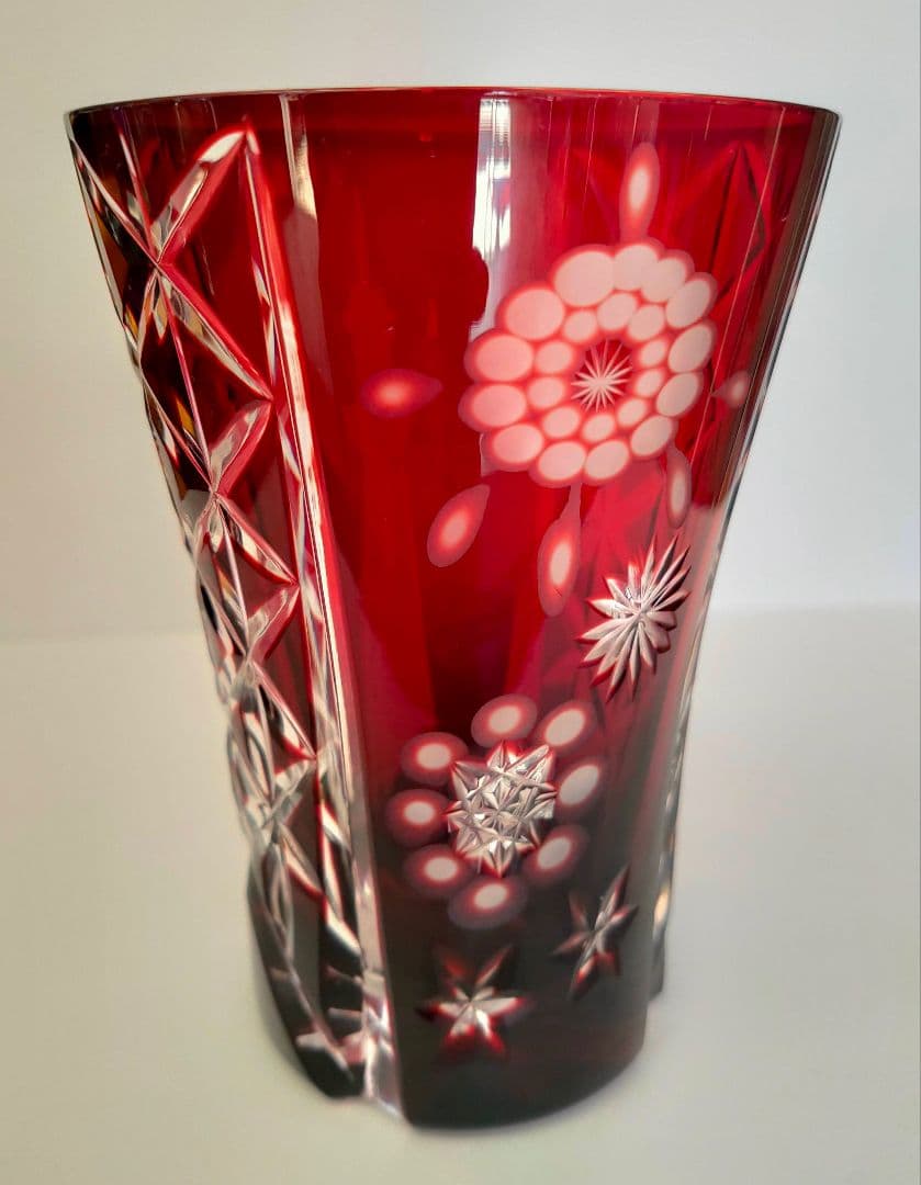 【受賞歴あり】江戸切子 赤 グラス｜職人手仕事｜伝統工芸｜人気色レッド