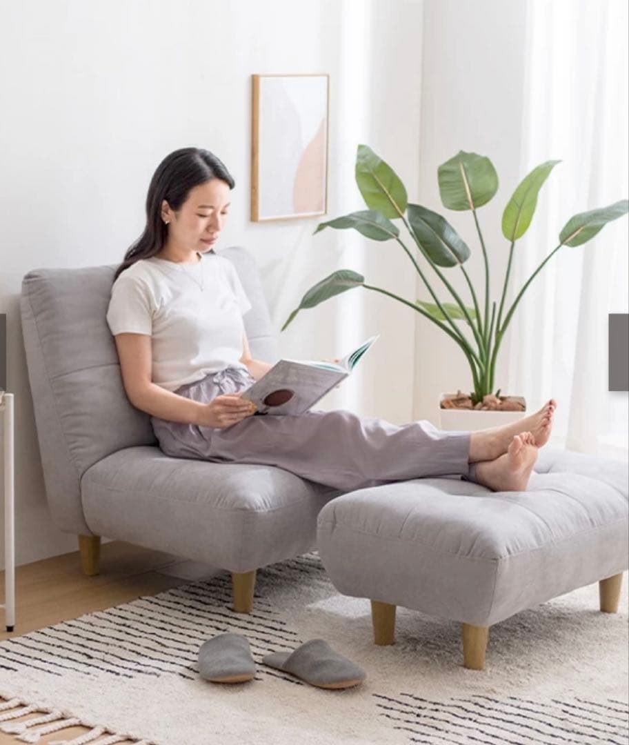 【最終値下げ】家具350 1人掛けソファー　オットマン付き　アイボリー