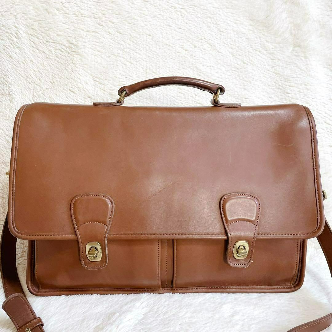 COACH レザー ビジネスバッグ ブラウン 5275 ダブル ターンロック