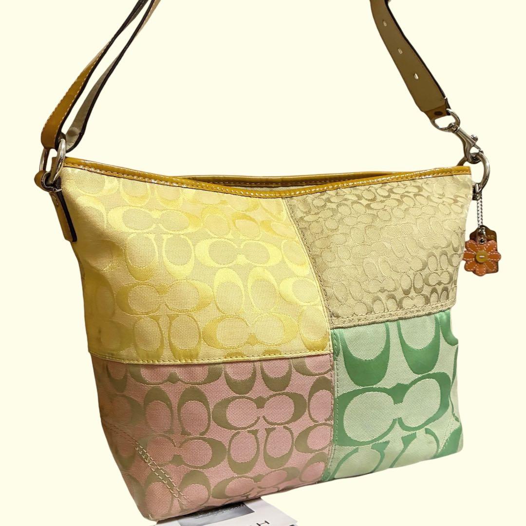 希少✨COACH コーチ パッチワーク マルチカラー Y2K ハンドバッグ