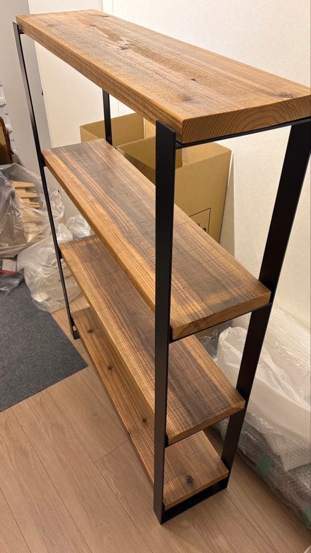 【美品】KANADEMONO THE SHELF 無垢杉ブラックスチール