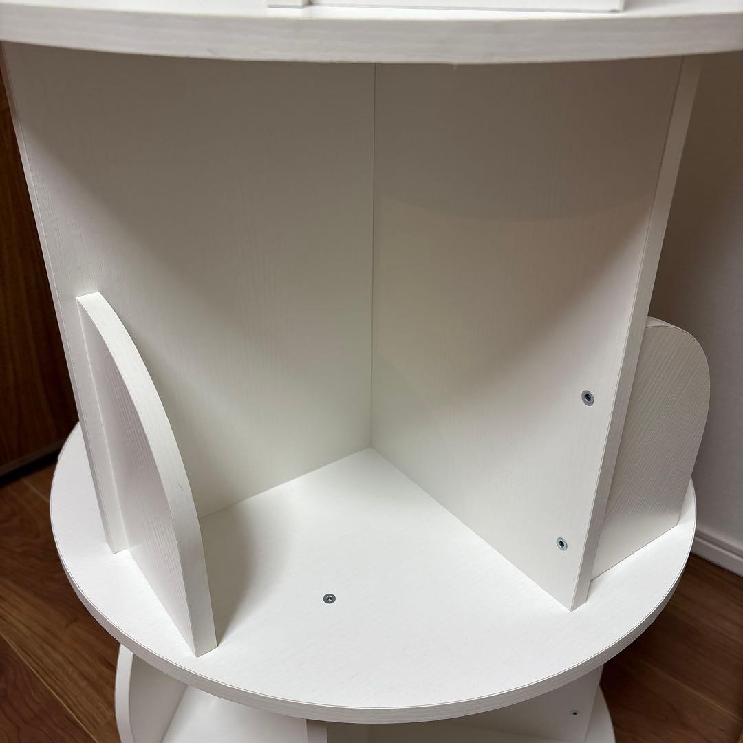 【組立済】本棚 回る本棚 回転本棚 3段 ホワイト ruihong