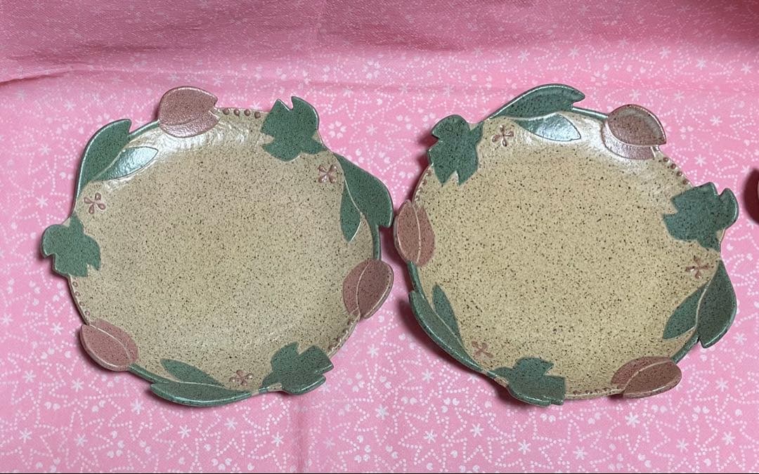 苔色工房　田中遼馬　大小各2枚　チューリップ　ミントグリーン・ピンク　新品未使用