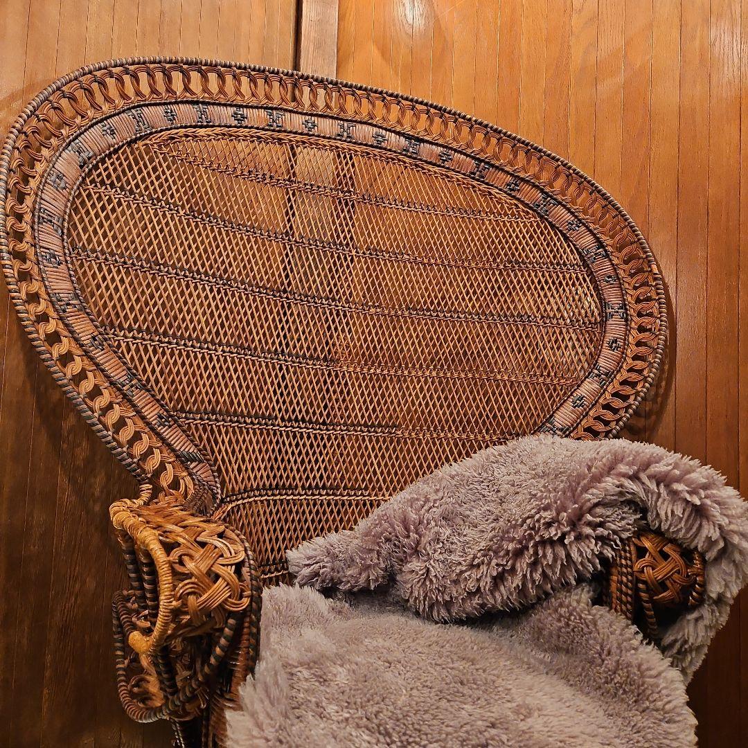 特大 希少 ヴィンテージ ピーコックチェア ラタンピーコック エマニエル婦人