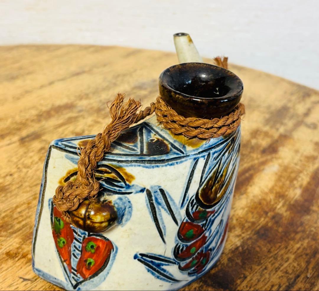 沖縄壺屋焼の抱瓶（だびちん）　花器・酒器、インテリアに【中古】