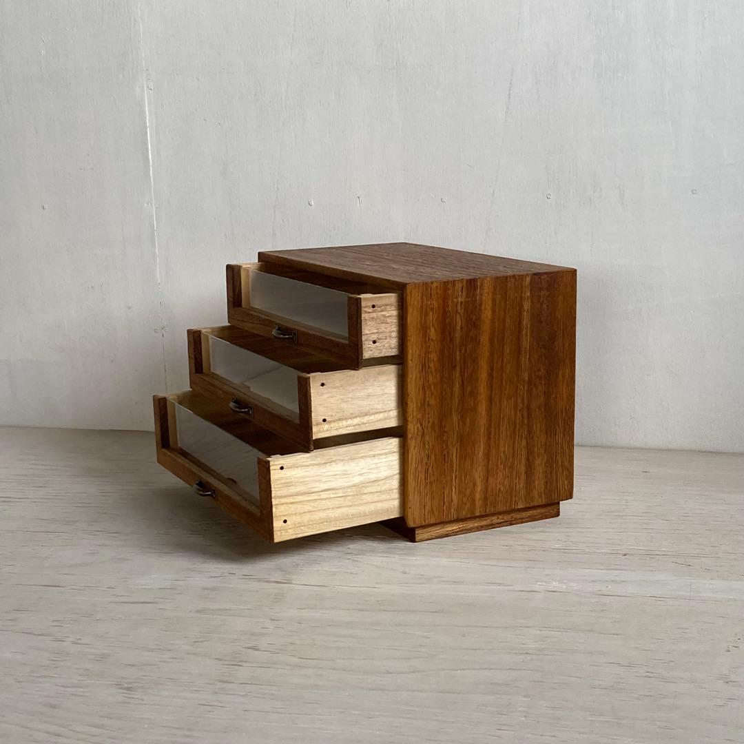 古い木製3杯 小引き出し 小物入れ 糸ケース 古家具 ディスプレイケース