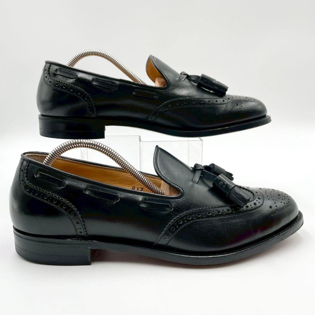 美品 スコッチグレイン タッセルローファー 817 黒 25.5EE Y1527