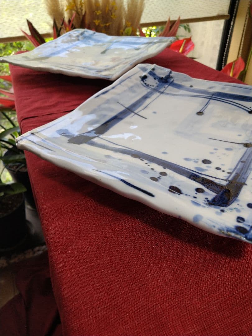 ♦ブロが選ぶ【高級皿・人気の美濃焼・ 庄右ェ門作】デザイン【扇型超特大皿】３皿