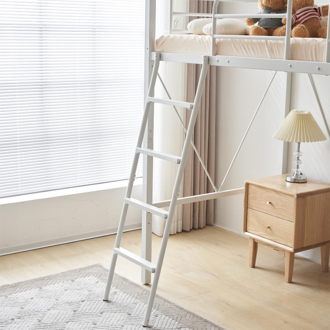 人気再入荷！ロフトベッド（S）コンセント・ローデスク付き耐荷重150kgホワイト