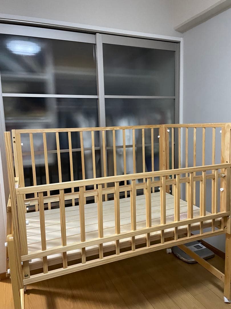 【大和屋　木製ベビーベッド】Wオープンベビーベッド(送料込み)