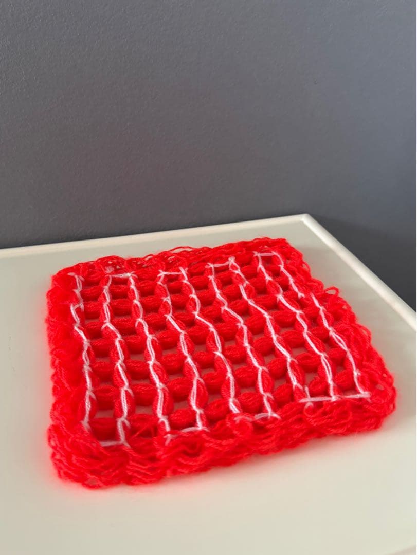 古着 ビンテージ 70s 鍵網 特殊網 グラニー ブランケット 敷物 希少 美品