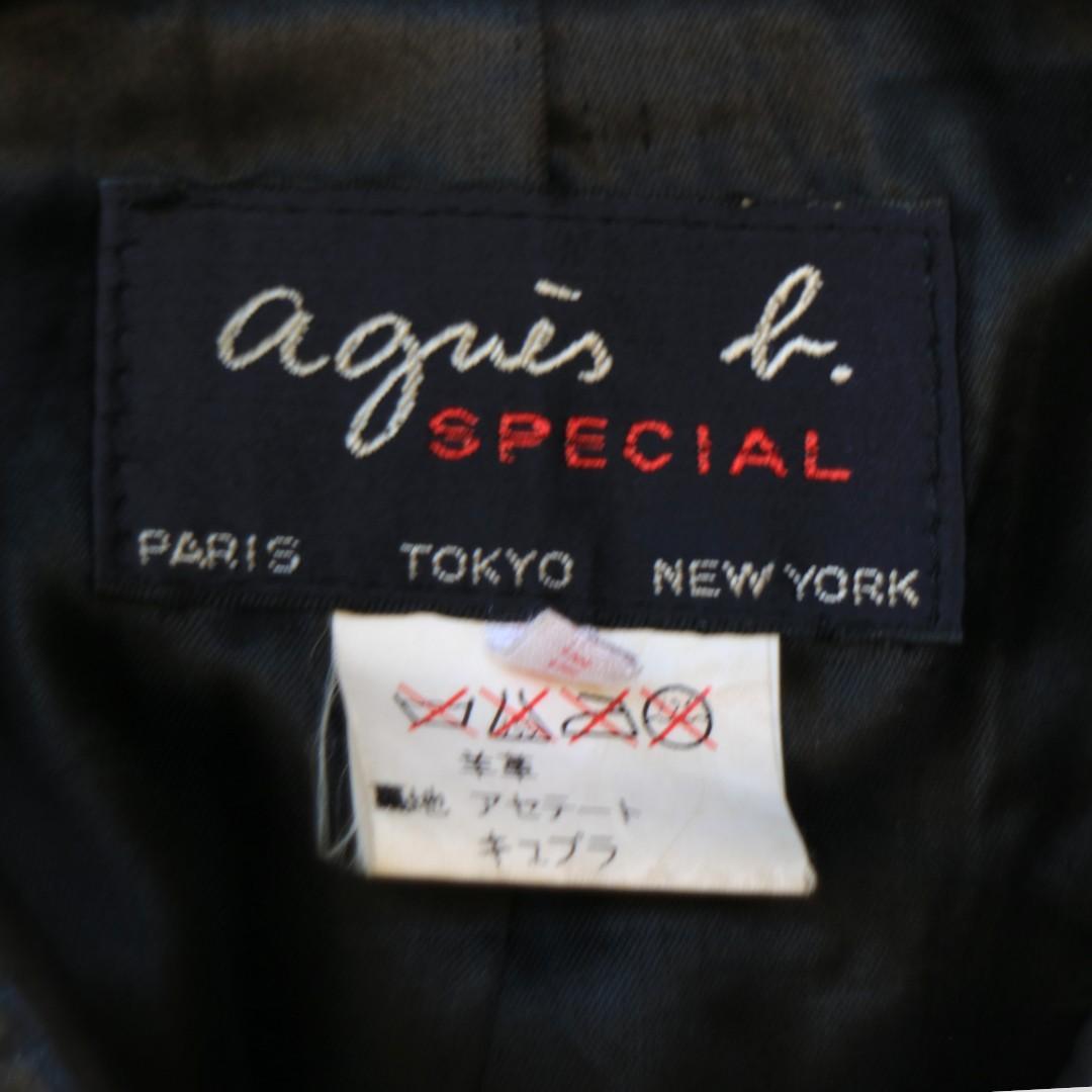 agni's b. ブラックレザーシングルライダースジャケット