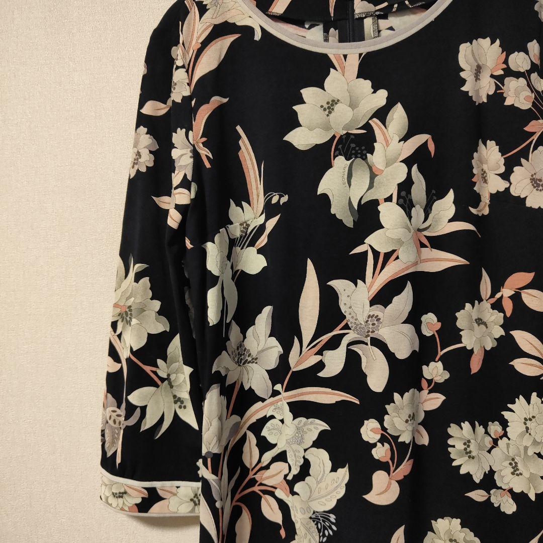 LEONARD 花柄 七分袖 ひざ丈ワンピース