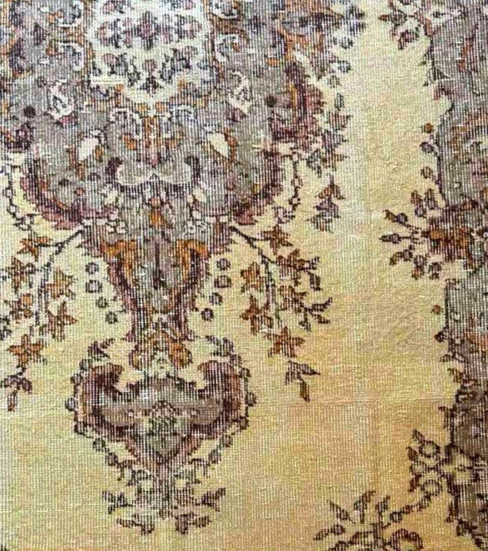 トルコヴィンテージラグ　122×209　メダリオン　ベージュブラウン×グレー