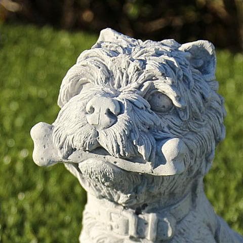 骨をくわえた犬のオブジェ H23cm