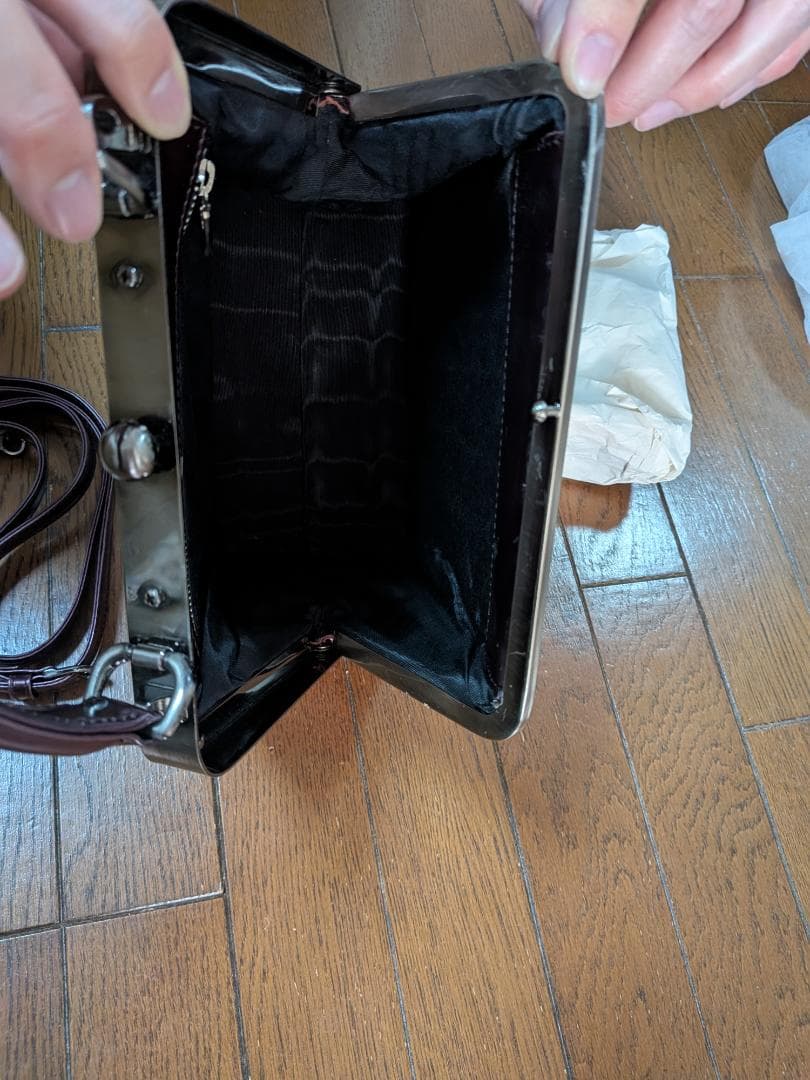 ジャンポールゴルチエ　ニューローズエンボス2WAYがま口バッグ ボルドー