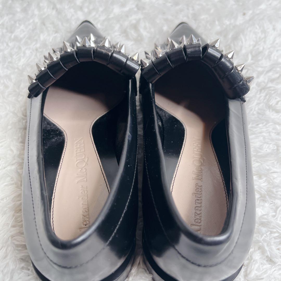 美品 アレキサンダーマックイーン スタッズ 革靴 ローファー ポインテッドトゥ