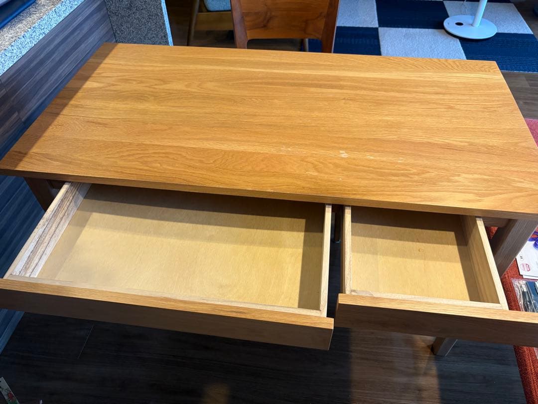 無印良品　無垢材デスク(引出付)オーク材