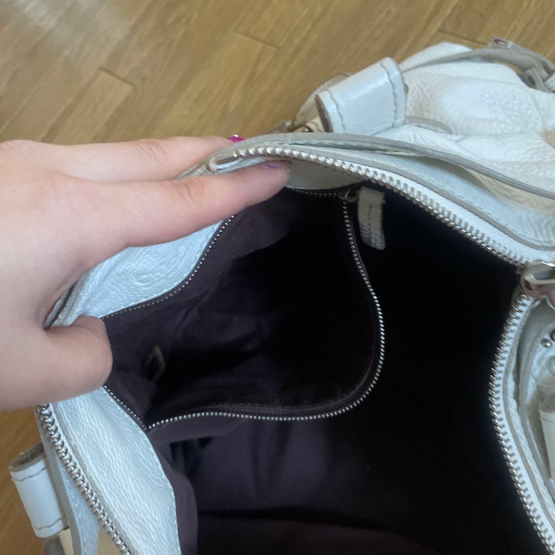 ホワイトレザー　 パディントン　ロック付き