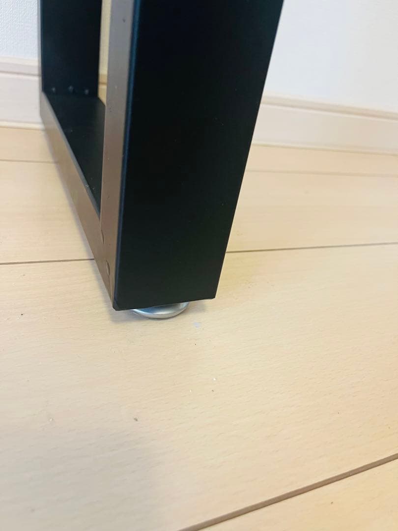 栃　一枚板テーブル　カウンターテーブル　アイアン脚　縮み杢