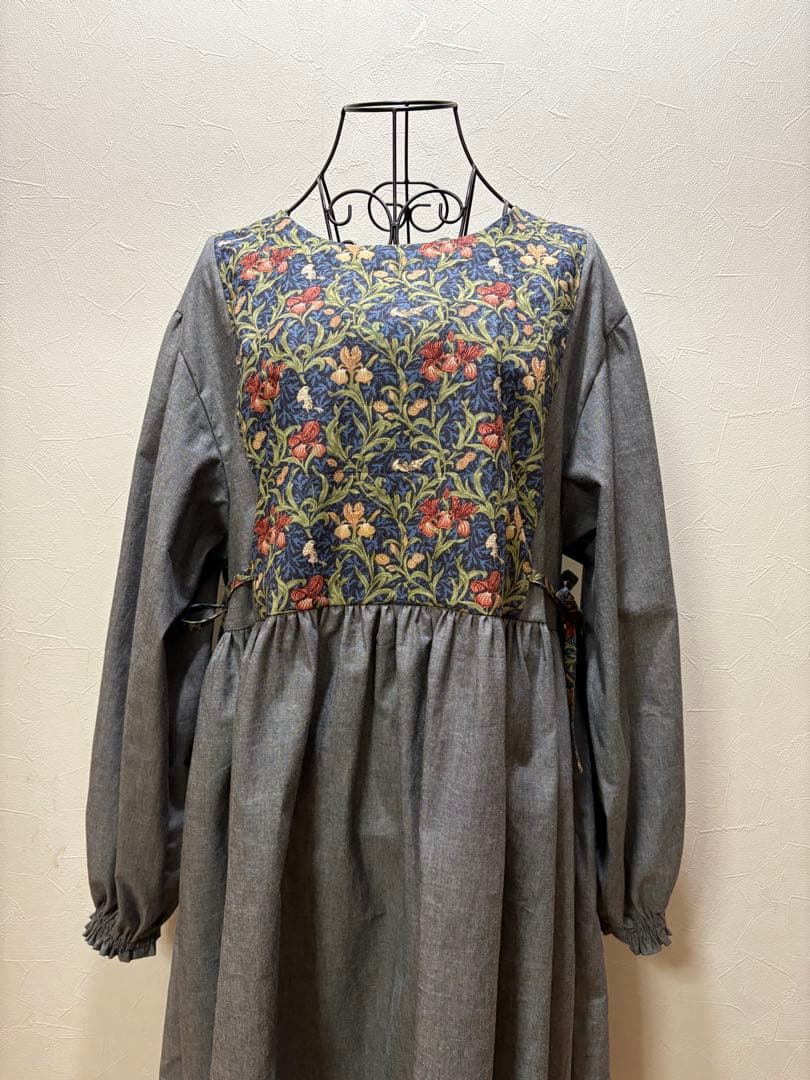 割烹着 おしゃれ ハンドメイド【ウィリアム モリス アイリス】