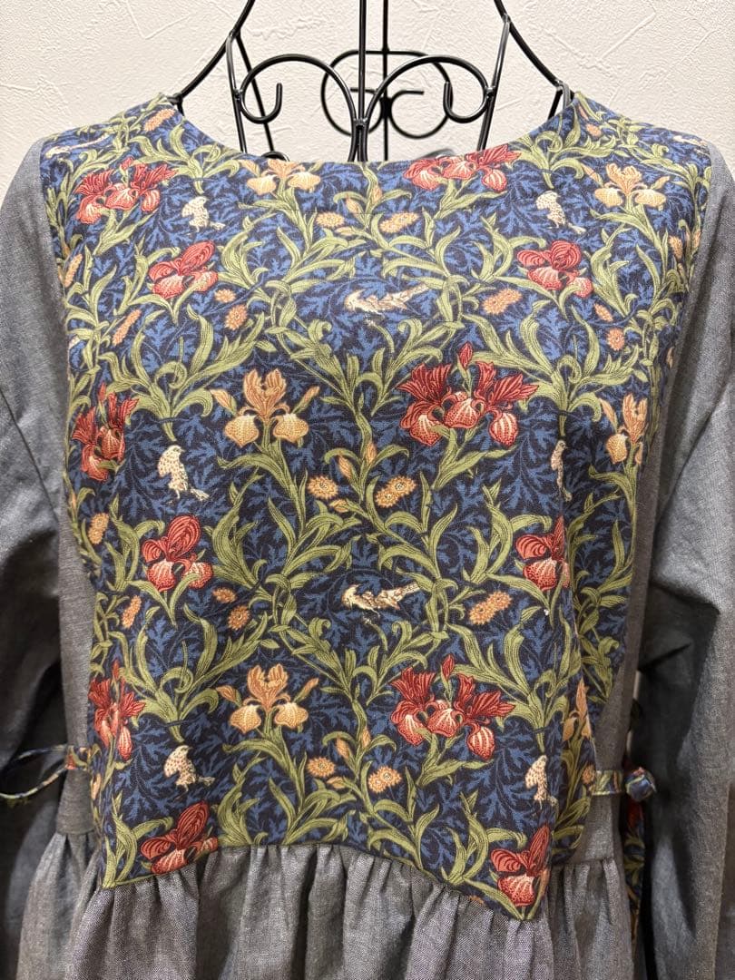 割烹着 おしゃれ ハンドメイド【ウィリアム モリス アイリス】