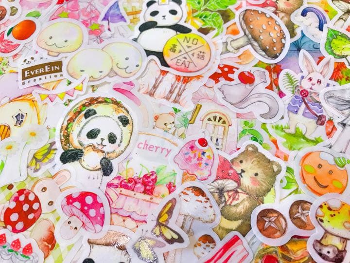 可愛いい❤️❤️フレークシール( ⸝⸝•ᴗ•⸝⸝ )くまパンのきのこ狩り☆☆