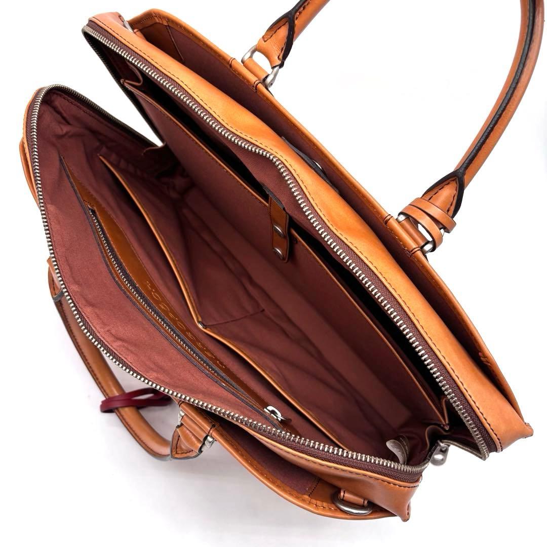 ✨美品✨エルゴポック　ビジネスバッグ　A4可　2way　オールレザー　キャメル