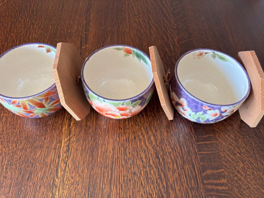 京焼　清水焼　蓋付き飯椀3個セットA