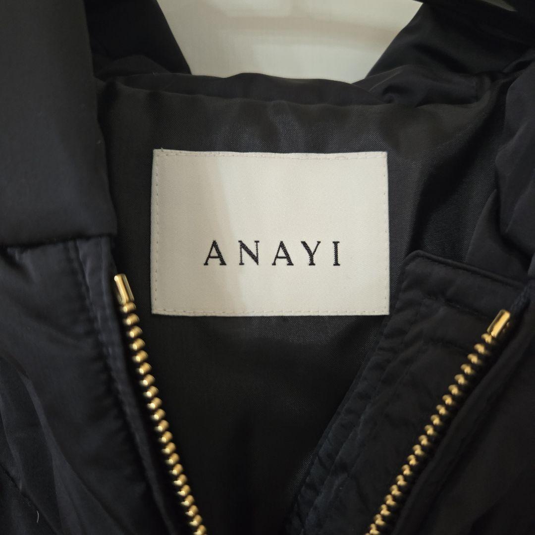 極美品　ANAYI キルティングダウンポンチョ　ネイビー38サイズ