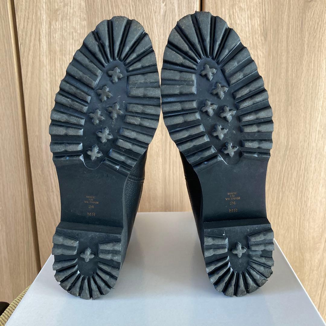 ブラックレザーサイドゴアブーツ 240