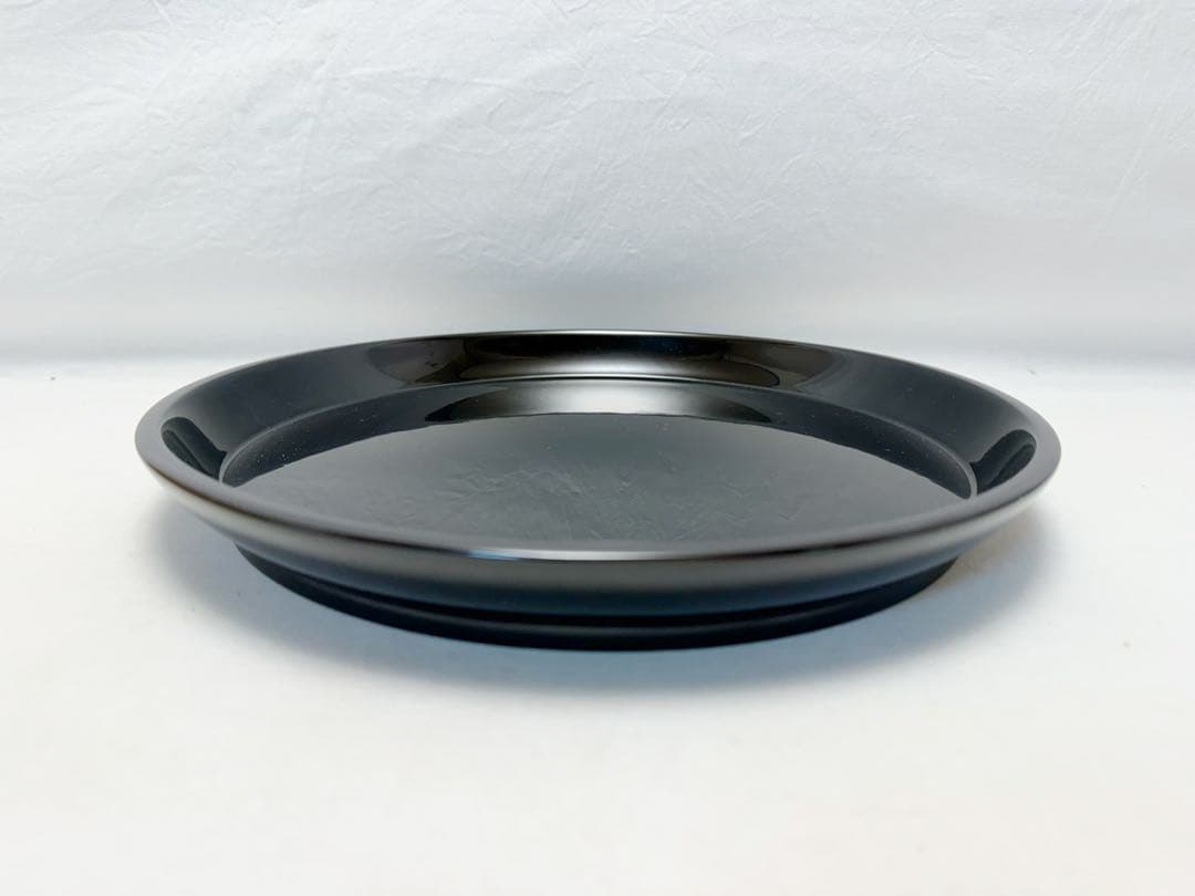 ほぼ未使用 茶道具 木製黒真塗 大円盆 丸盆 圓能斎好 紙箱