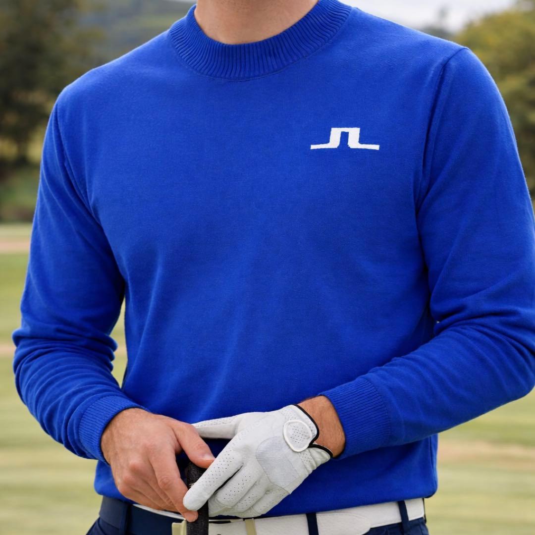 J.LINDEBERG クルーネックニット ゴルフウェア 長袖 S ブルー