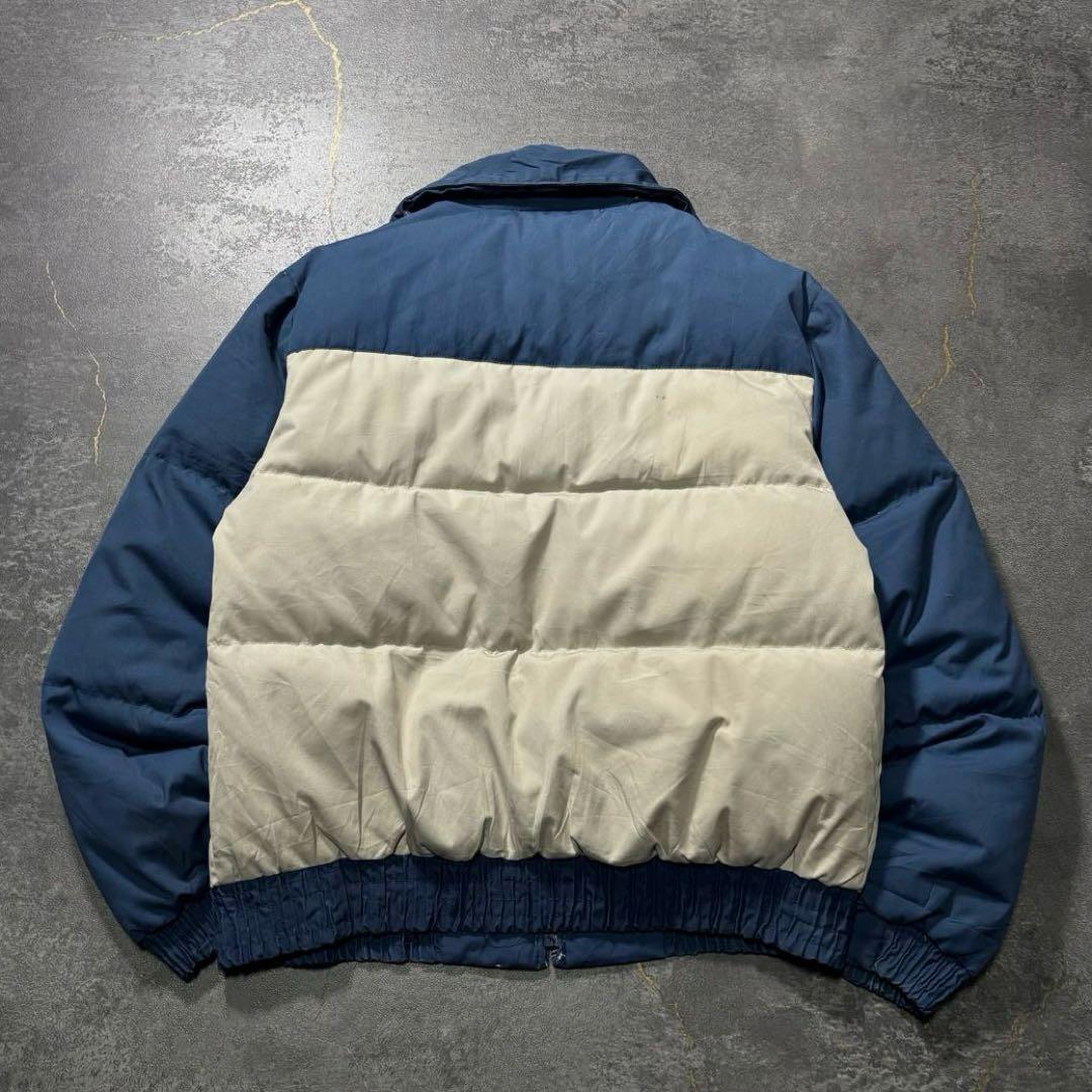 70s80sヴィンテージダウンジャケット生成りバーガンディネイビー短丈古着L