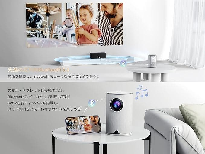 家庭用プロジェクター小型 自動台形補正 電動フォーカス 400ANSI双方向