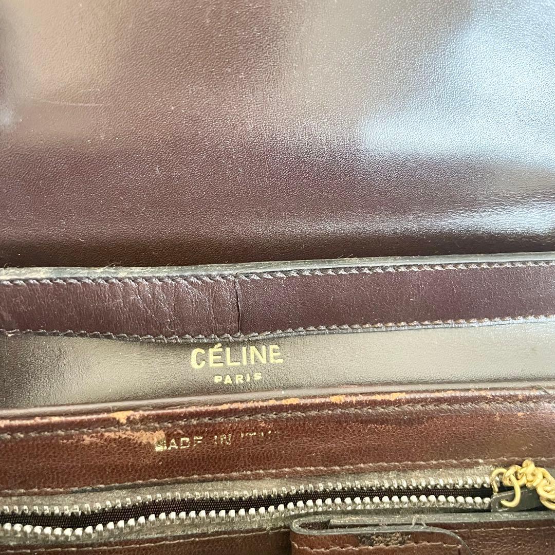 セリーヌ レザー ショルダーバック レディース メンズ ブラウン 馬車金具