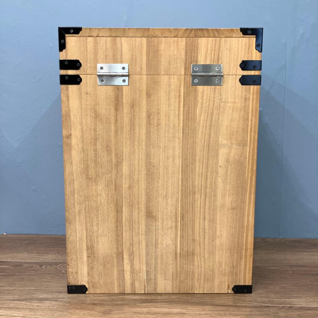 A-4 昭和レトロ 木製 収納ボックス アンティーク 蓋付き ウッドケース