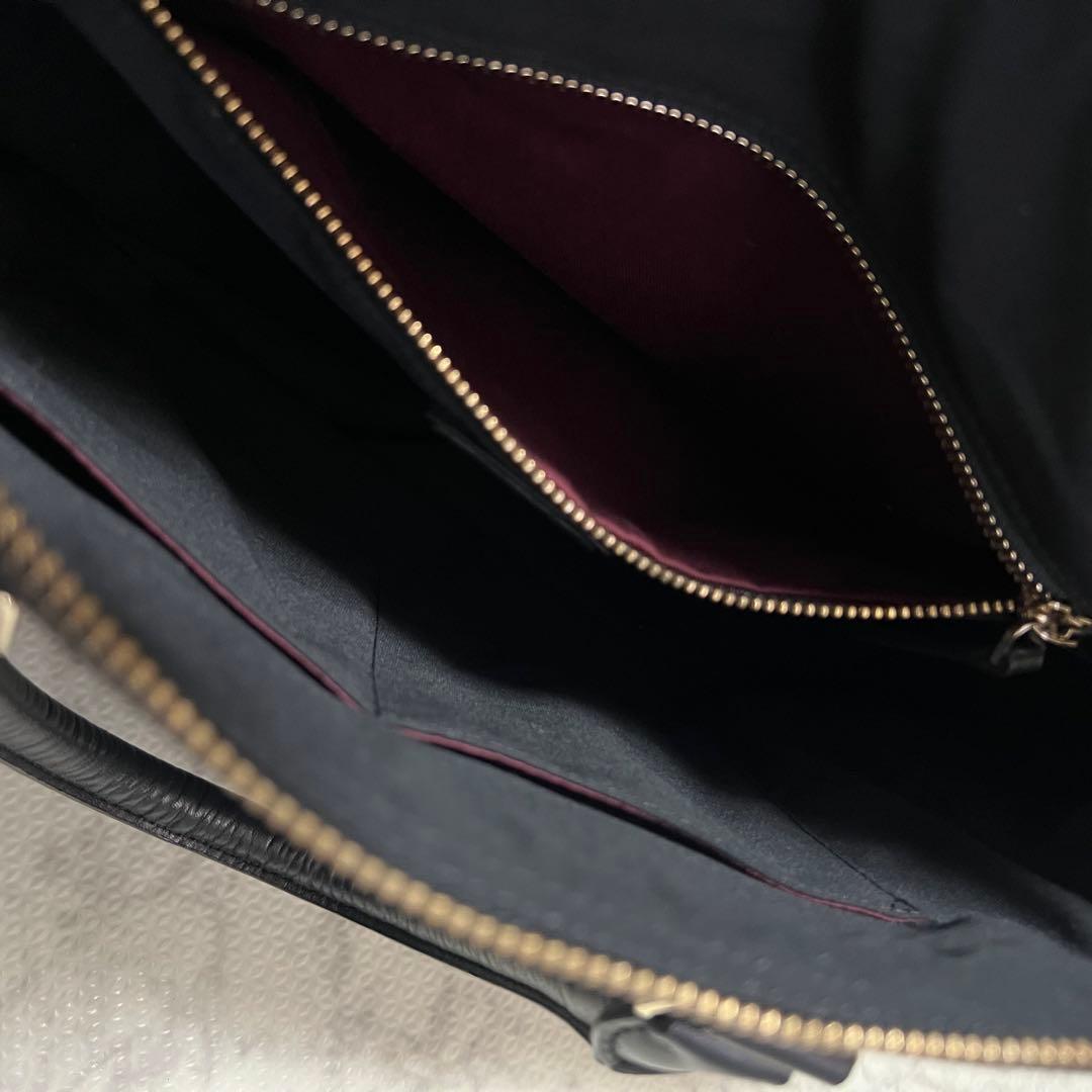 美品ポールスミス ビジネスバッグ レザー 黒 マルチストライプ コンパクト