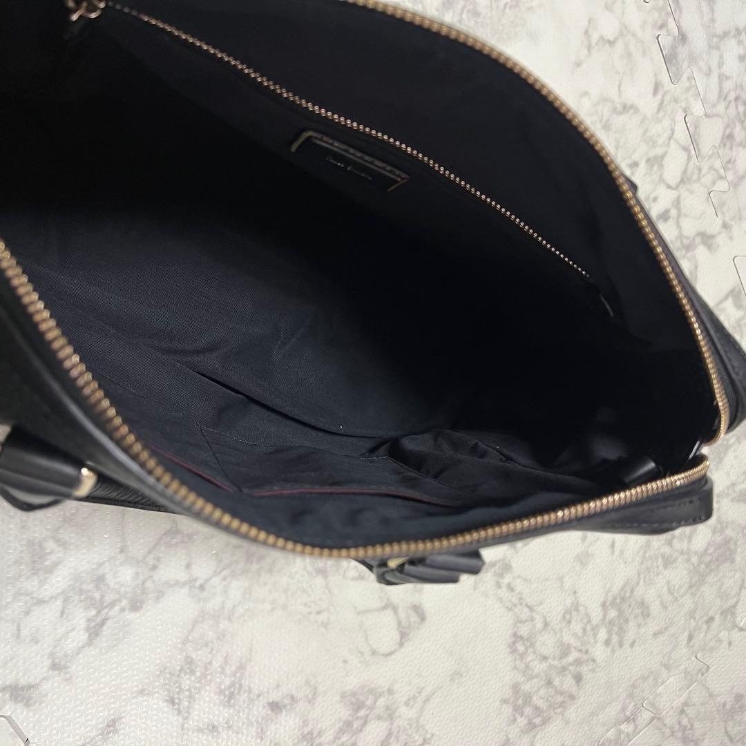 美品ポールスミス ビジネスバッグ レザー 黒 マルチストライプ コンパクト