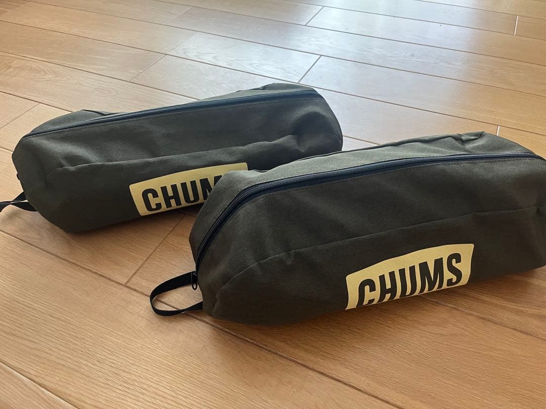 期間限定値引き！【廃盤】CHUMS キャンプチェア グリーン　2脚➕ベンチセット