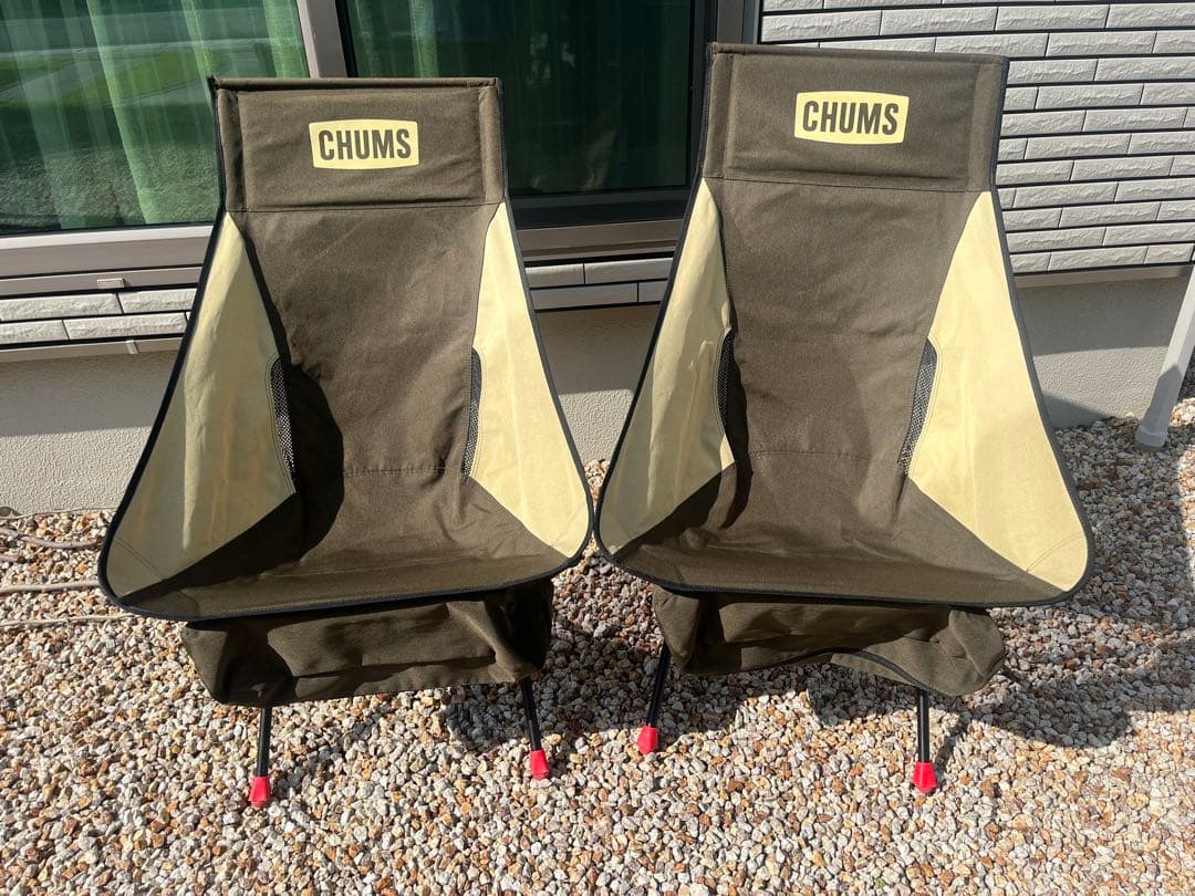期間限定値引き！【廃盤】CHUMS キャンプチェア グリーン　2脚➕ベンチセット