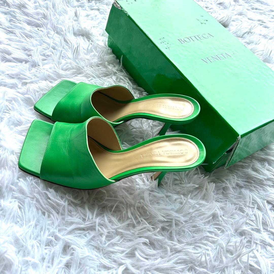 BOTTEGA VENETA サンダル 37 ミュール ラムスキン グリーン