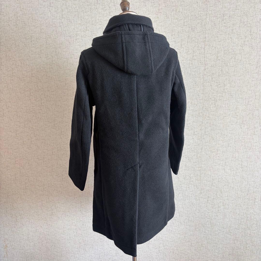 DANTON 【新品タグ付き】フード付きブラックウールコート 日本製 34