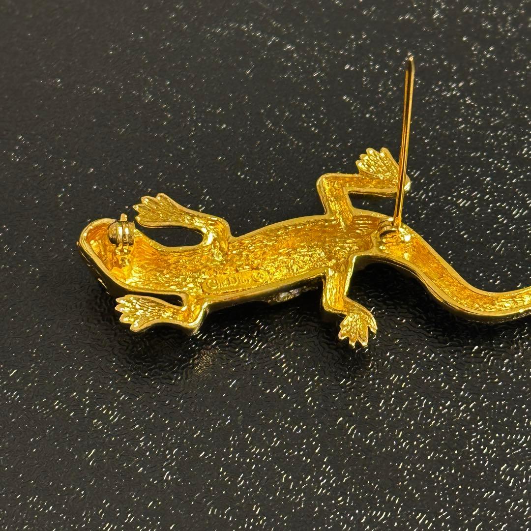 DIOR ヴィンテージ ブローチ トカゲ モチーフ アニマル レオパ